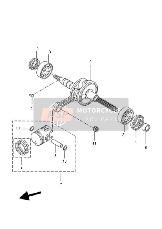 Yamaha YQ50L AEROX RACE REPLICA 2010 Crankshaft & Piston for a 2010 Yamaha YQ50L AEROX RACE REPLICA